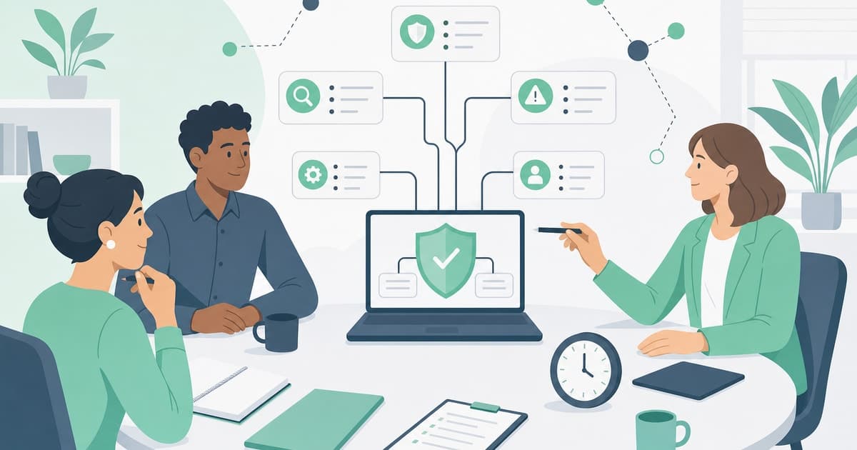 Équipe de petite entreprise réunie autour d’un exercice de crise cyber