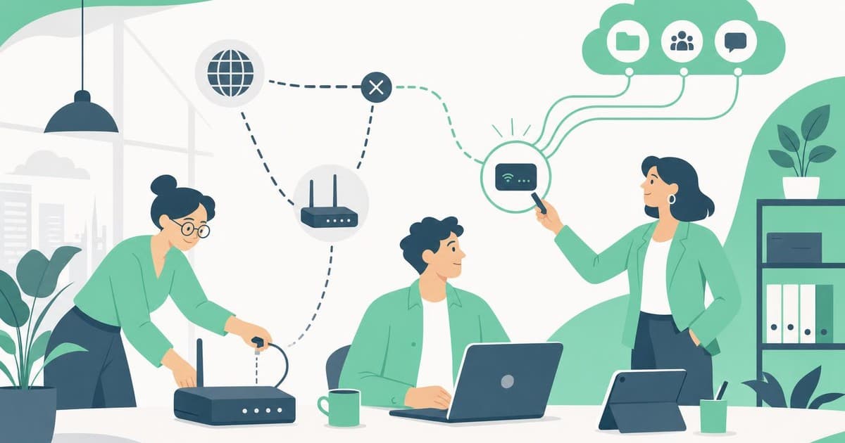 Équipe basculant vers une connexion internet de secours